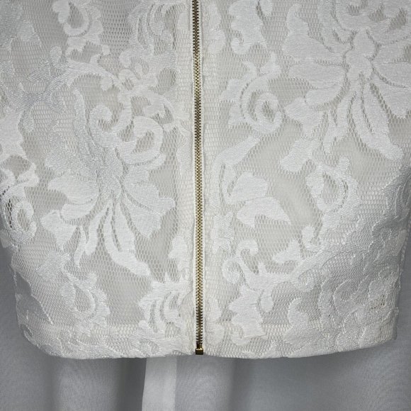 NWT Ted Baker Maire White Lace Mesh Crop Top Size 0 6 Short Sleeve Zip Back - Picture 10 of 15